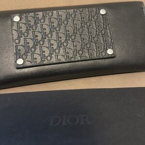 Dior Belt Loop Eyeglasses Sunglasses Leather Black Case W/ Cleaning Cloth